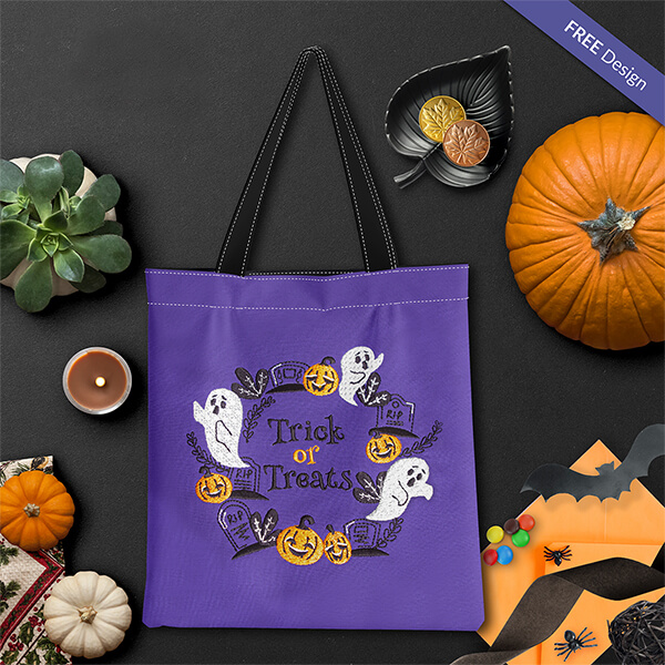Halloween Circle of Ghosts & Graves