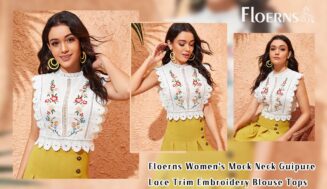 Mock Neck Lace Trim Embroidery Tops Review